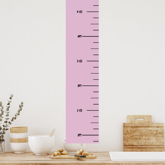 ピンクのルーラーの成長グラフ ポスター (キッチン)