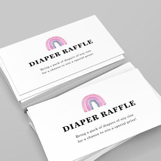 ピンクのレインボーおむつラッフルベビーシャワー エンクロージャーカード