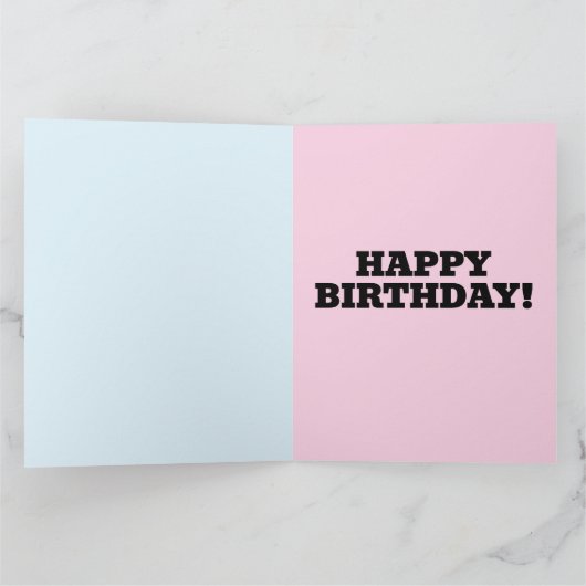 ピンクのレインボーカップケーキャンドルビッグ誕生日カード カード (内部)