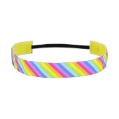 ピンクのレインボーストライプのパターンのヘアバンド アスレチックヘッドバンド (正面)
