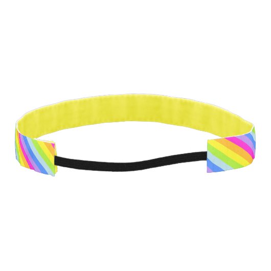 ピンクのレインボーストライプのパターンのヘアバンド アスレチックヘッドバンド (裏面)