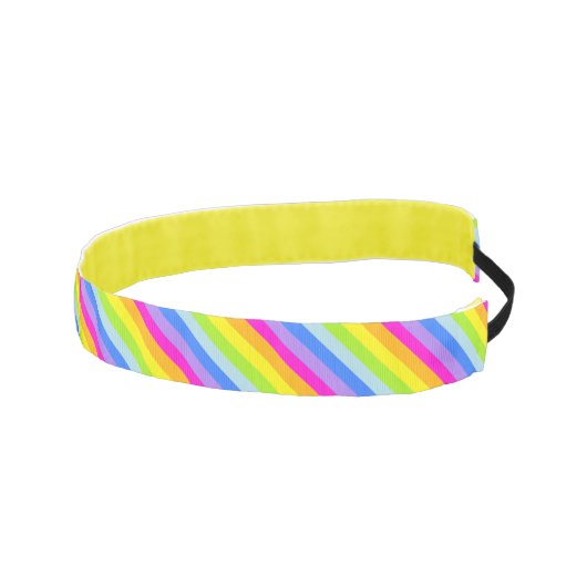 ピンクのレインボーストライプのパターンのヘアバンド アスレチックヘッドバンド (右)