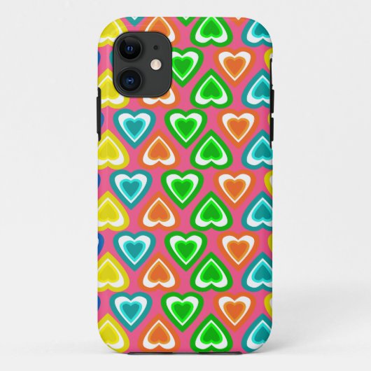 ピンクのレインボーハート模様 Case-Mate iPhoneケース (裏面)