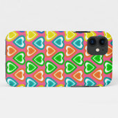 ピンクのレインボーハート模様 Case-Mate iPhoneケース (裏面(横))