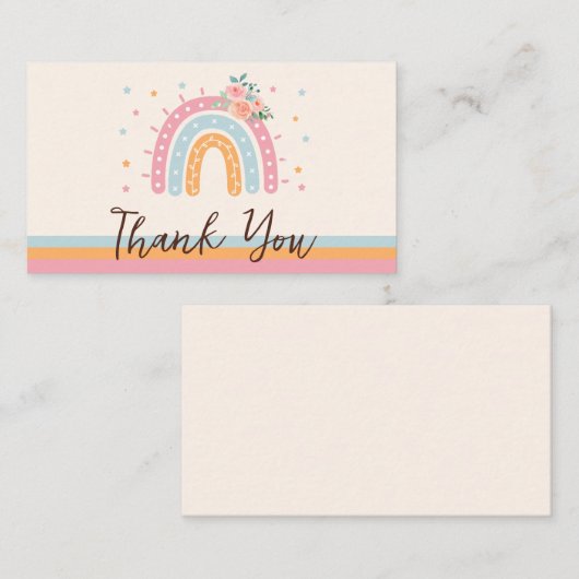 ピンクのレインボーベビーシャワーありがとう エンクロージャーカード (正面/裏面)