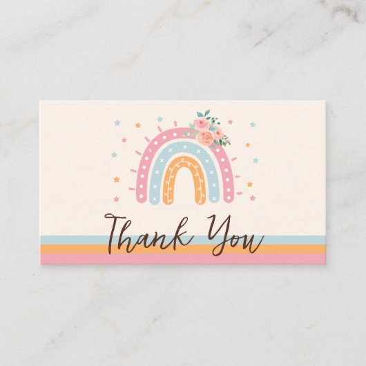 ピンクのレインボーベビーシャワーありがとう エンクロージャーカード (正面)