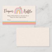 ピンクのレインボーベビーシャワーおむつラッフル エンクロージャーカード (正面/裏面)