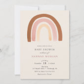 ピンクのレインボーベビーシャワーへの招待 招待状 (正面)