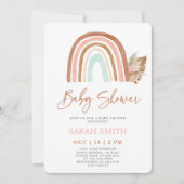 ピンクのレインボーベビーシャワーガール 招待状 (正面)