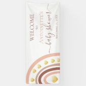 ピンクのレインボーボホベイビーシャワーバナー 横断幕 (縦)