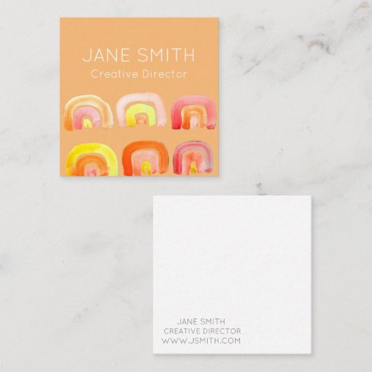 ピンクのレインボーモダンインスピレーションクリエイティブ業界 スクエア名刺 (正面/裏面)