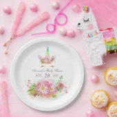 ピンクのレインボーユニコーンガールベビーシャワー ペーパープレート (パーティー)