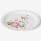 ピンクのレインボーユニコーンガールベビーシャワー ペーパープレート (アングル)