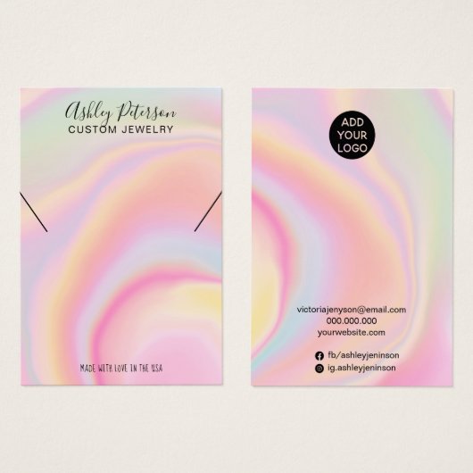 ピンクのレインボーユニコーンシックジュエリーネックレスディスプレイ (正面&裏面)