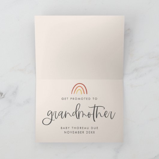 ピンクのレインボー妊娠の発表ベビーの表示 カード (内部)