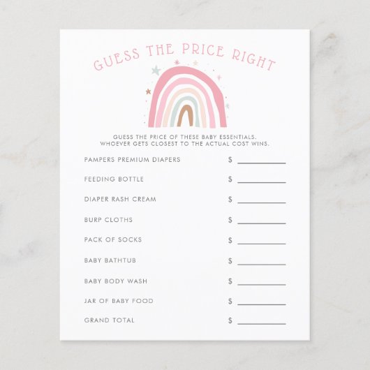 ピンクのレインボー赤ちゃんシャワー価格を右に推測 (正面)