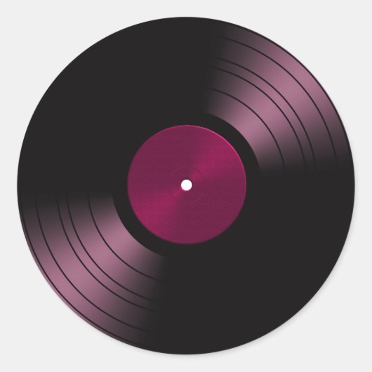 ピンクのレコード ラウンドシール (正面)