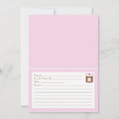ピンクのレシピカードを使った ブライダルシャワーの招待状 (裏面)