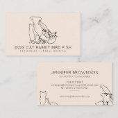 ピンクのレスキュー獣犬ねこ魚うさぎ鳥 名刺 (正面/裏面)