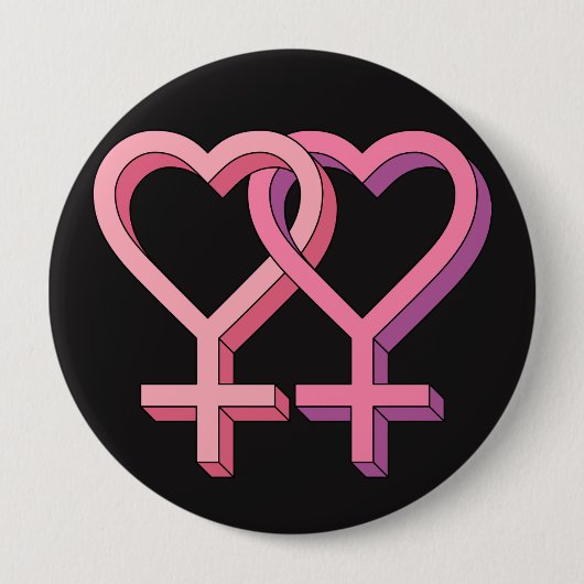 ピンクのレズビアンの記号LGBTの平等ボタン 缶バッジ (正面)