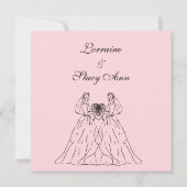 ピンクのレズビアン ウェディング 招待状 (裏面)