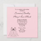 ピンクのレズビアン ウェディング 招待状 (正面)