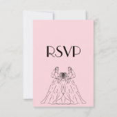 ピンクのレズ結婚ビアンのメニュー選択RSVP 出欠カード (裏面)