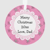 ピンクのレディバグの個人的なメッセージのクリスマス記念の品 オーナメント (裏面)