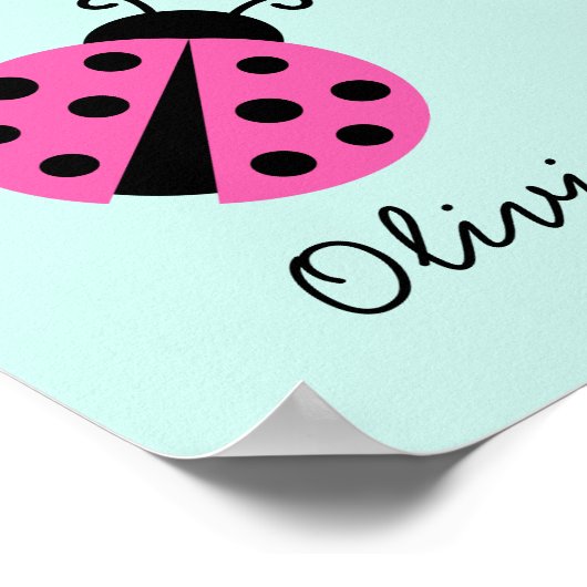 ピンクのレディバグ女の子ベビールーム子供部屋デコールポスター ポスター (角)