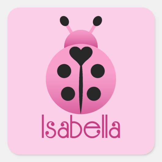 ピンクのレディバグ スクエアシール (正面)