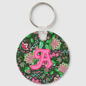 ピンクのレディースリッパの花のワイルドフラワーパーソナライズされた キーホルダー (正面)