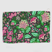 ピンクのレディースリッパの花のワイルドフラワーパーソナライズされた ゴルフタオル (横)
