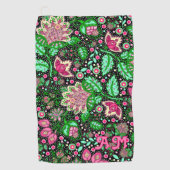 ピンクのレディースリッパの花のワイルドフラワーパーソナライズされた ゴルフタオル (正面)