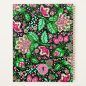 ピンクのレディースリッパの花を黒にパーソナライズされた飾る プランナー手帳 (裏面)