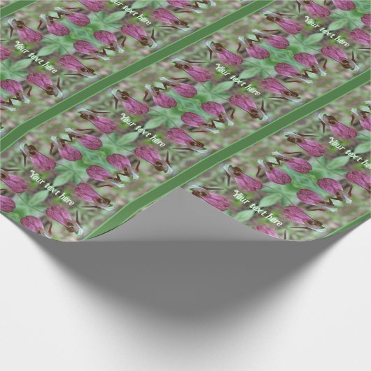 ピンクのレディースリッパーオーキッドフラワーペアパーソナライズされた ラッピングペーパー (角)