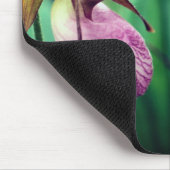 ピンクのレディースリッパ蘭の花 マウスパッド (コーナー)