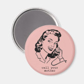 ピンクのレトロが母親のヴィンテージおもしろいマグネットを呼び出す マグネット (正面/裏面)