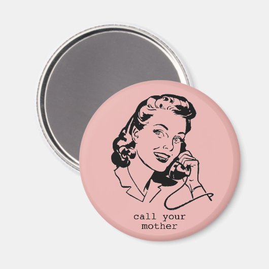 ピンクのレトロが母親のヴィンテージおもしろいマグネットを呼び出す マグネット (正面/裏面)