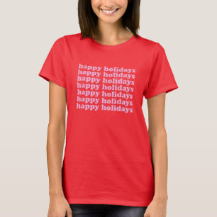 ピンクのレトロなタイポグラフィで祝うハッピー・ホリデー Tシャツ