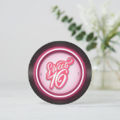 ピンクのレトロなビニールレコードのスイート16誕生日 招待状 (スタンド正面)