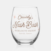 ピンクのレトロな星のナッシュバッシュ ブライズパーティー ステムなしワイングラス (正面)