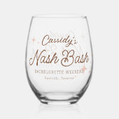 ピンクのレトロな星のナッシュバッシュ ブライズパーティー ステムなしワイングラス (裏面)