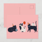 ピンクのレトロな猫の chic ポストカード (正面/裏面)