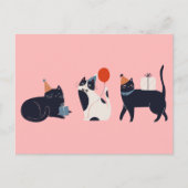 ピンクのレトロな猫の chic ポストカード (正面)