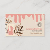 ピンクのレトロな職人用キャンドルメーカーのロゴqrコード 名刺 (正面)