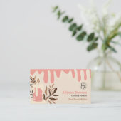 ピンクのレトロな職人用キャンドルメーカーのロゴqrコード 名刺 (スタンド正面)