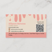 ピンクのレトロな職人用キャンドルメーカーのロゴqrコード 名刺 (裏面)