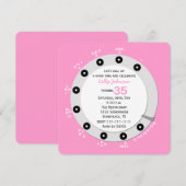 ピンクのレトロな35歳の誕生日パーティー招待状 回転式電話 招待状 (正面/裏面)