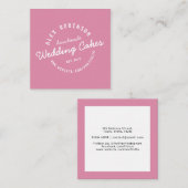 ピンクのレトロのウエディングケーキのパン屋の名刺 スクエア名刺 (正面/裏面)