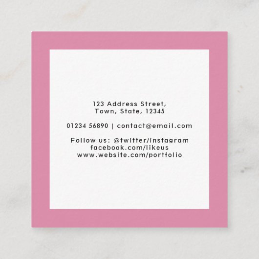 ピンクのレトロのウエディングケーキのパン屋の名刺 スクエア名刺 (裏面)